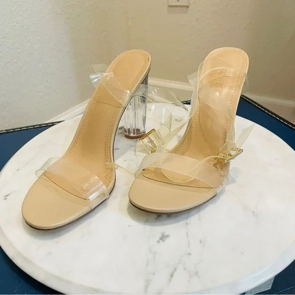 NWOT Clear Strap Chunky Heel Size 10 never worn - Picture 3 of 11